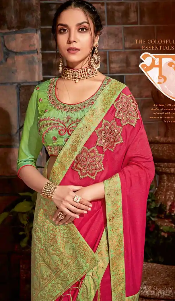 Pink Color Satin Silk Designer Traditional Party Wear Saree -076117788