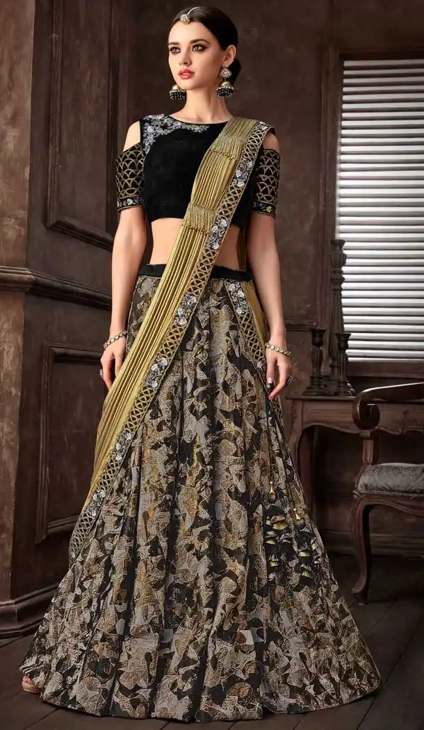 Multi Color Fancy Fabric Designer One Minute Wear Lehenga Style Saree -077117803