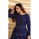 Navy Blue Color Tafetta Silk Designer Party Wear Gown -095117968