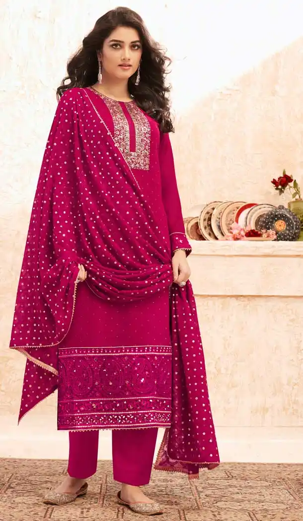 Pink Color Real Georgette Designer Party Wear Salwar Suit -124118209