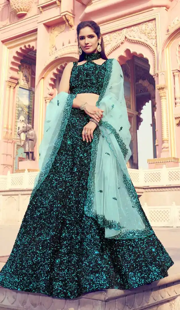 Ravishing Black Color Fur Imported Fabric Designer Party Wear Lehenga Choli -125118218