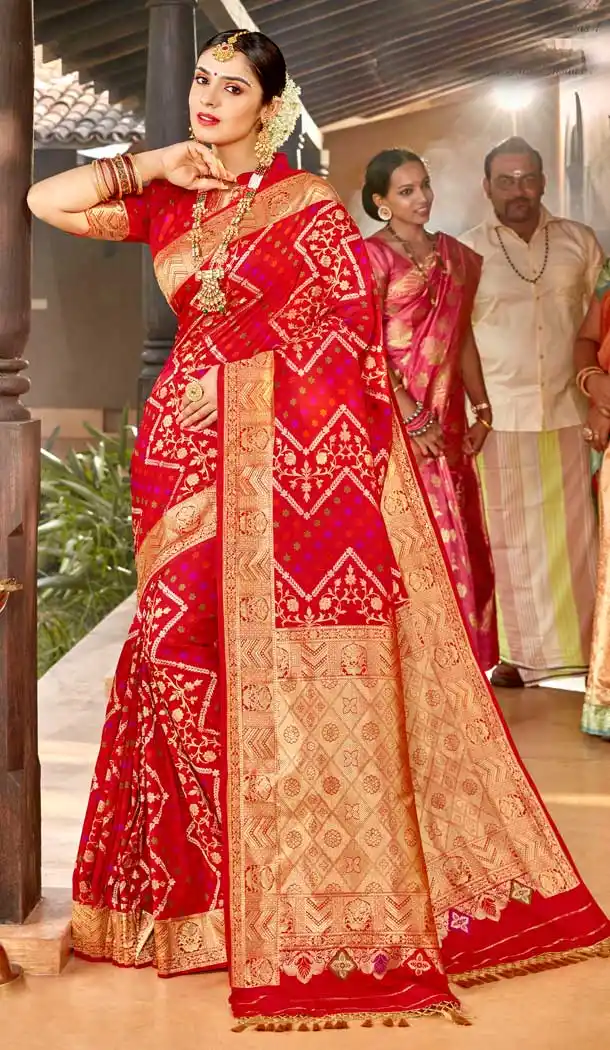 Red Color Silk Designer Traditional Party Wear Saree Blouse -122118186