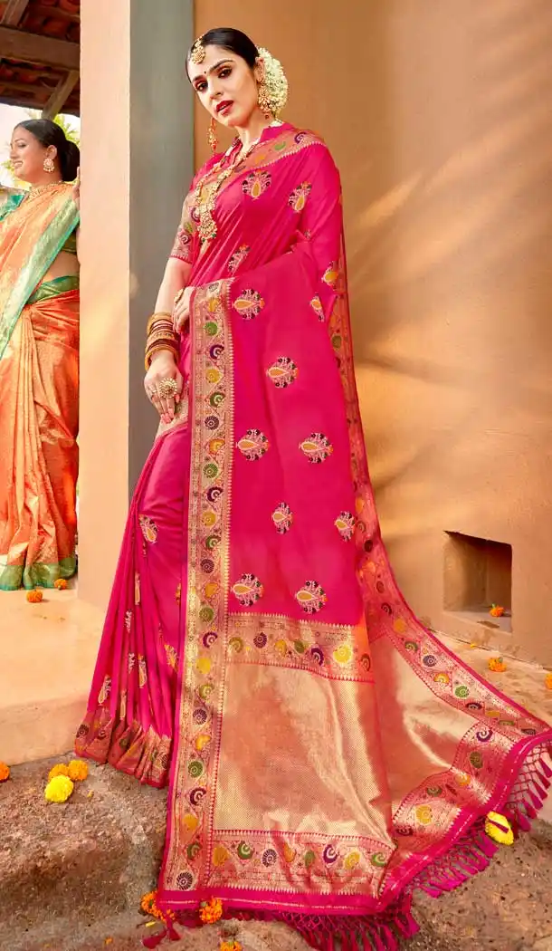 Pink Color Silk Designer Traditional Party Wear Saree Blouse -122118188