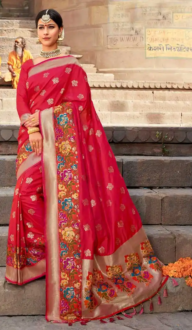 Rani Pink Color Silk Designer Traditional Party Wear Saree Blouse -123118191