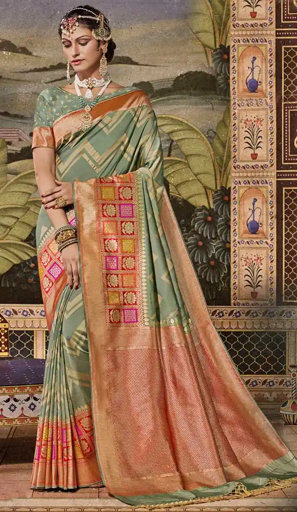 Sea Geeen Color Silk Jacquard Work Traditional Party Wear Saree -135118299