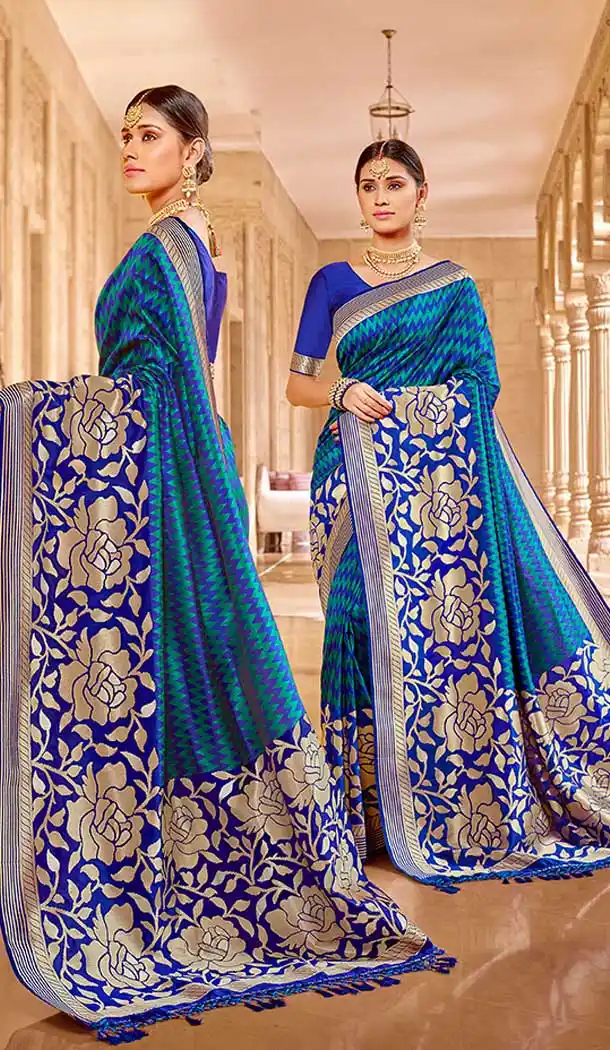 Blue Color Silk Weaving Work Traditional Wear Designer Saree Blouse -137118328