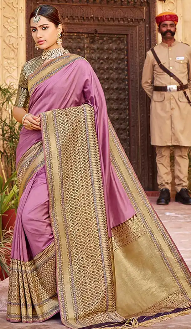 Pink Color Silk Weaving Work Traditional Wear Designer Saree Blouse -137118333