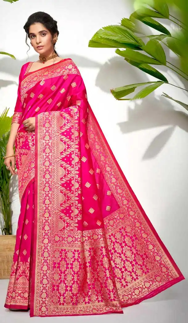 Rani Pink Color Soft Jacquard Silk Designer Classic Wear Saree Blouse -190118820