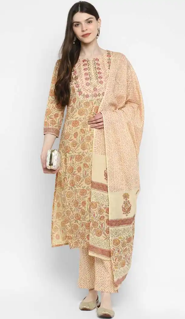 Beige Color Cotton Readymade Casual Party Wear Kurti -224119277