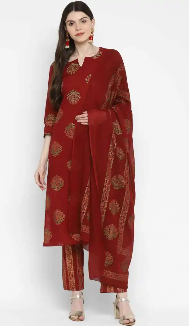 Magnificient Maroon Color Cotton Readymade Casual Party Wear Kurti -224119278