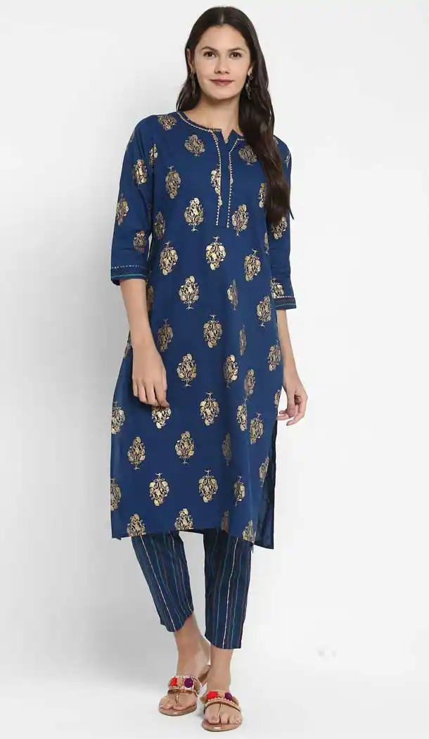 Marvelous Blue Color Cotton Readymade Casual Party Wear Kurti -224119282