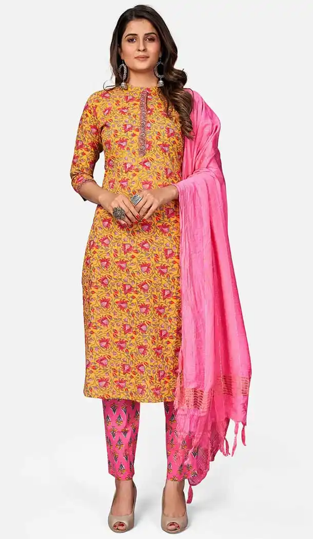 Mustard Color Cotton Readymade Casual Party Wear Kurti -224119288