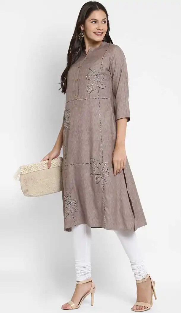 Gray Color Tone Rayon Readymade Summer Casual Party Wear Kurti -225119293