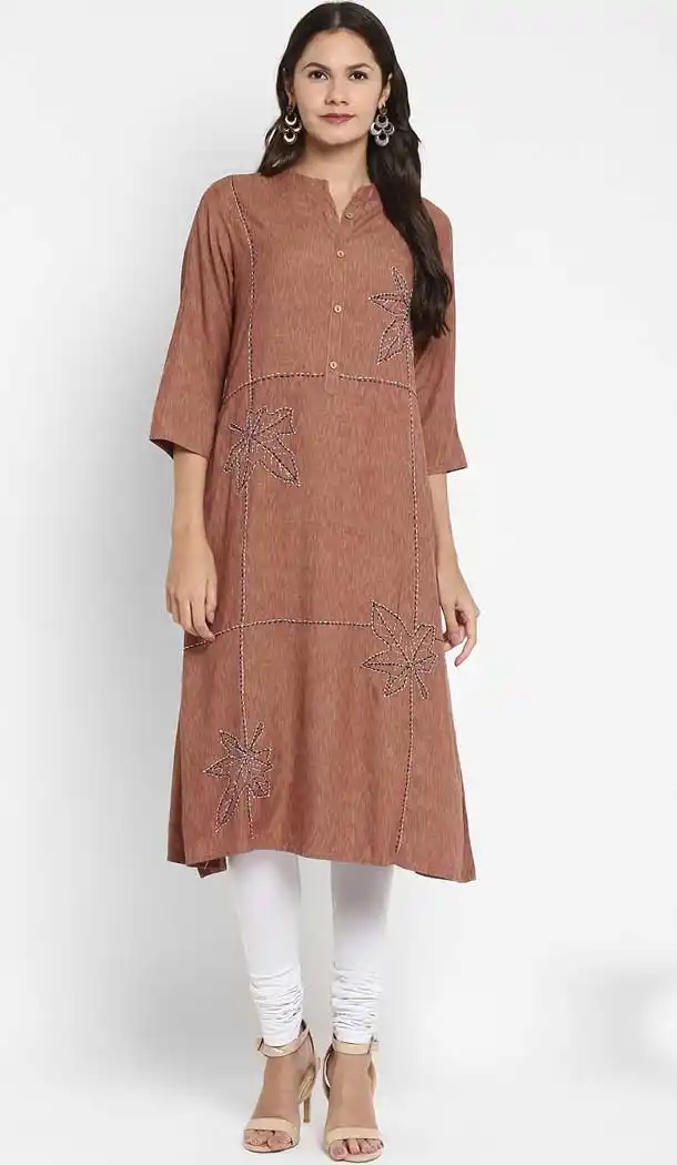 Brown Color Tone Rayon Readymade Summer Casual Party Wear Kurti -225119295