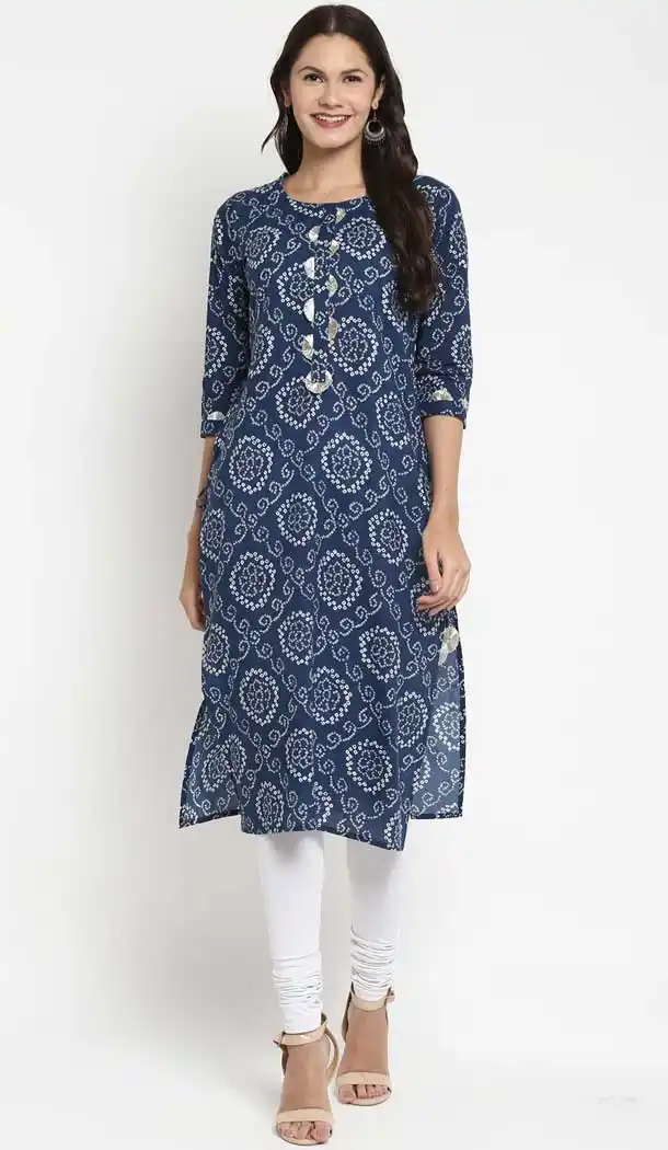 Blue Color Cotton Readymade Summer Casual Party Wear Kurti -225119296