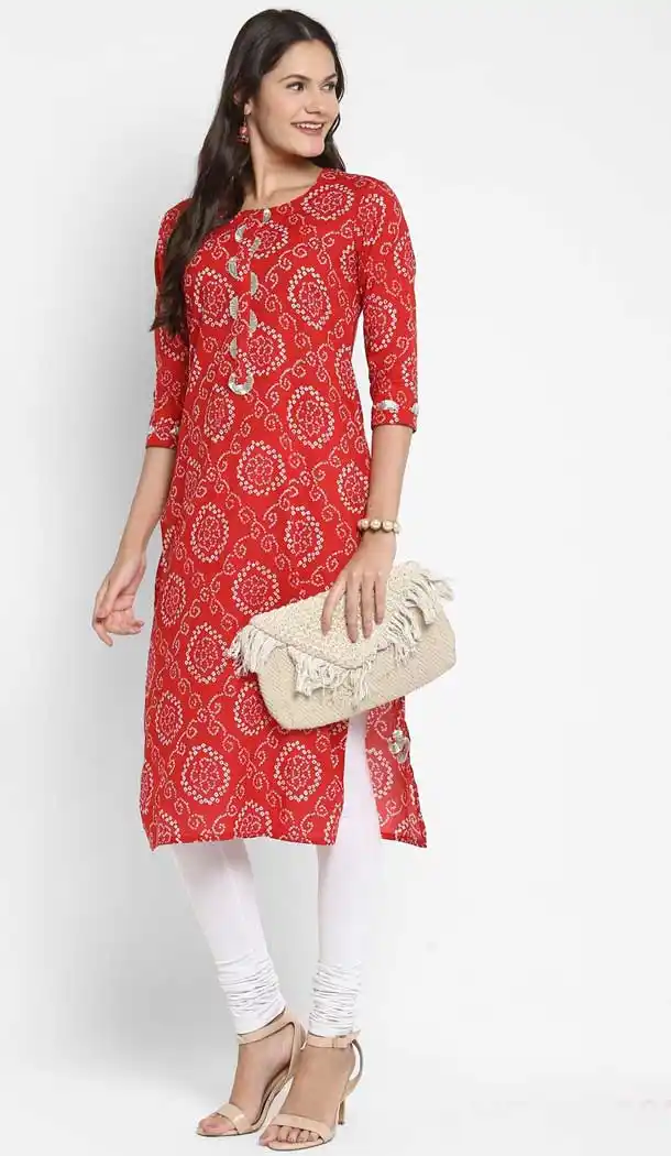 Red Color Cotton Readymade Summer Casual Party Wear Kurti -225119297