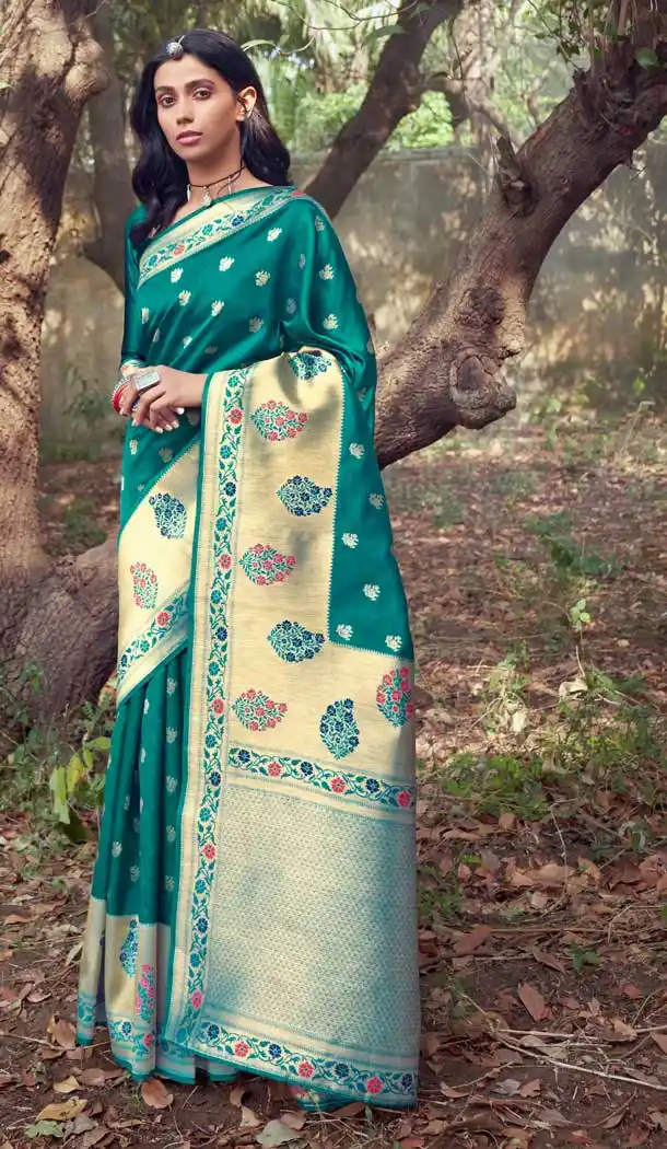 Rama Green Color Art Silk Traditional Party Wear Saree Blouse -200118901