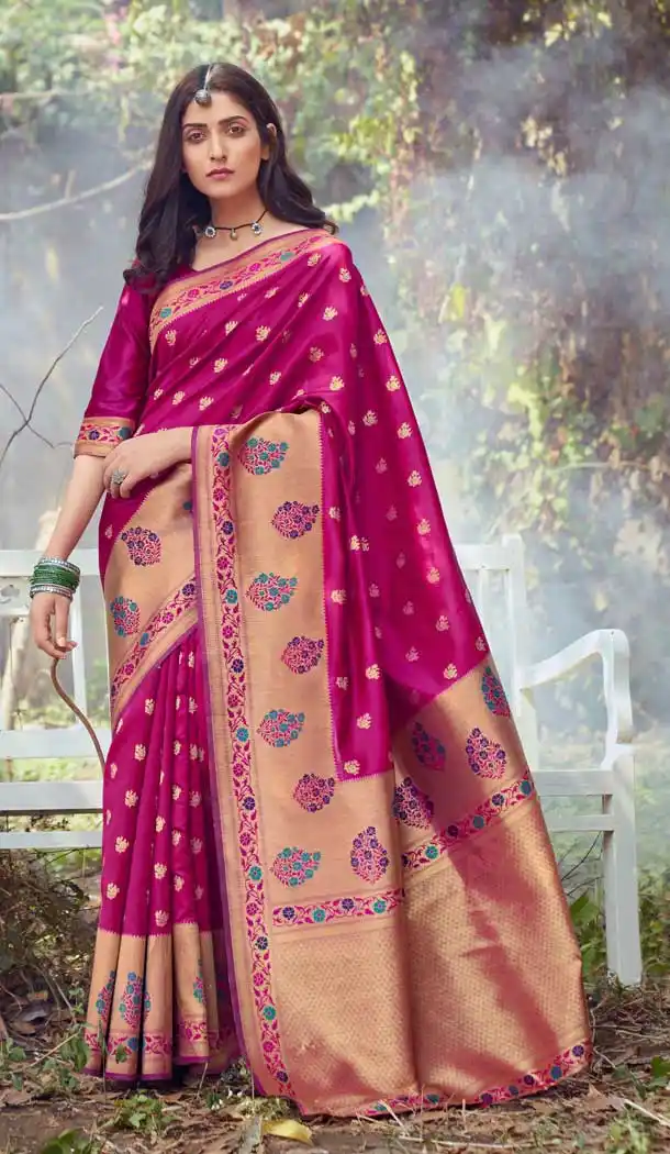 Rani Pink Color Art Silk Traditional Party Wear Saree Blouse -200118902
