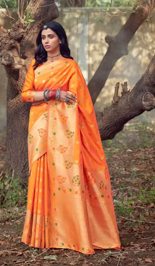 Musterd Color Art Silk Traditional Party Wear Saree Blouse -200118903