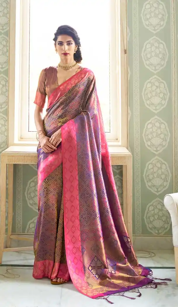 Multi Color Handloom Weaving Party Wear Saree Blouse -251119428