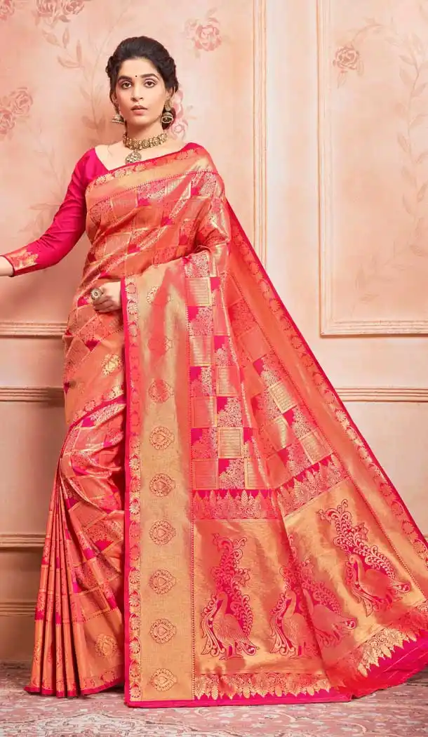 Pink Color Jacquard Silk Designer Classic Wear Saree Blouse -262119498