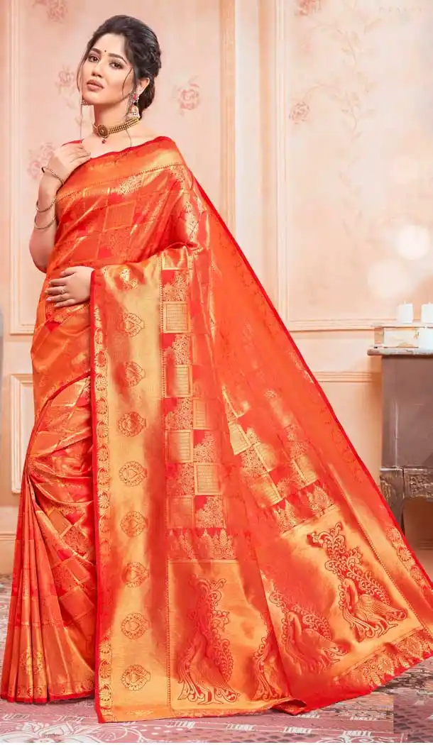 Red Color Jacquard Silk Designer Classic Wear Saree Blouse -262119500