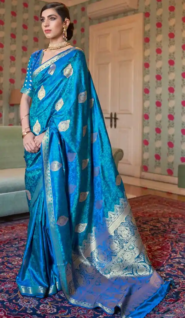 satin silk traditional saree with blouse -255119450