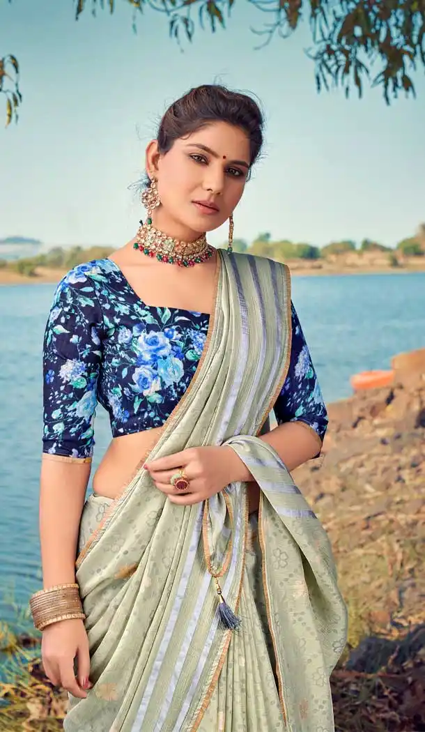 Multi Color Brasso Silk Foil Printed Classic Casual Party Wear Saree -274119576