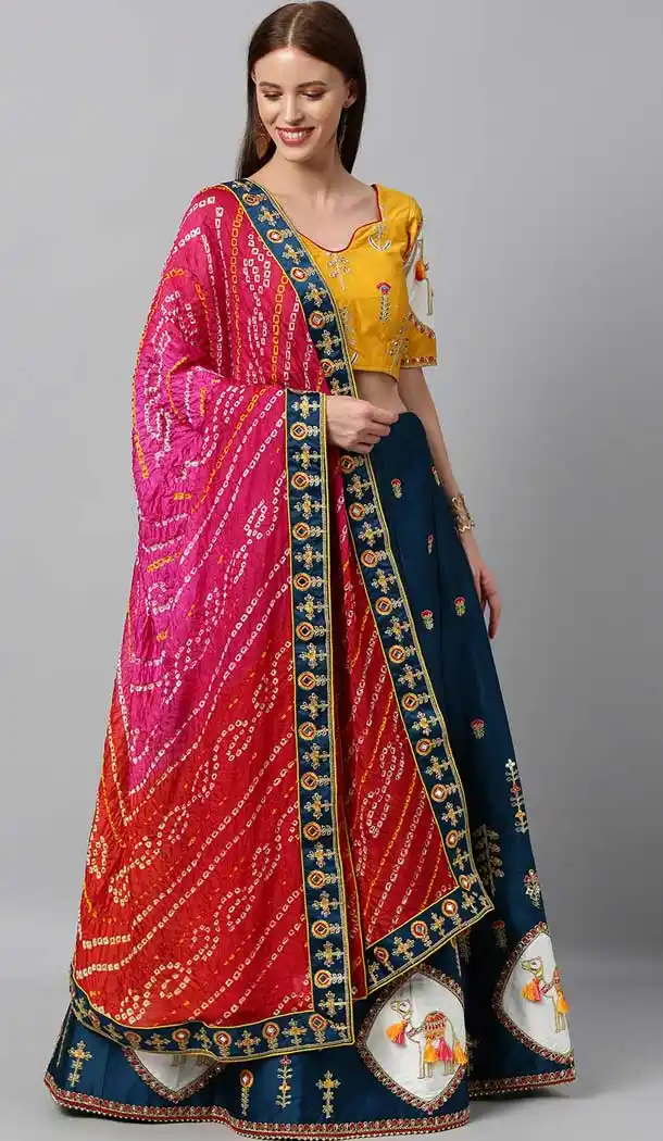 Aqua Blue Color Satin Silk Designer Bridal Mehendi Sangeet Wear Lehenga Choli -AC86205413