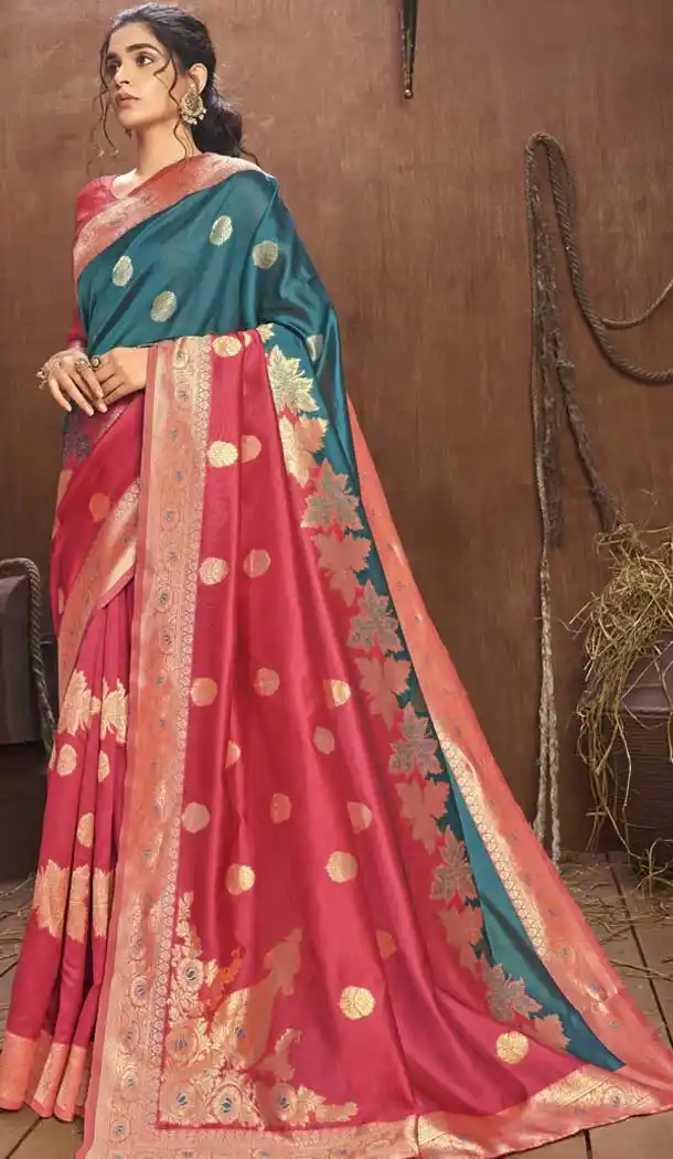 Peach Color Jacquard Silk Casual Office Party Wear Classic Saree Blouse -289119754