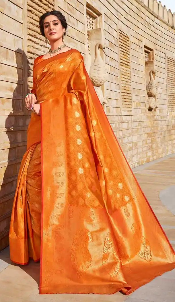 Orange Color Art Silk Designer Classic Traditional Wear Saree Blouse -291119760