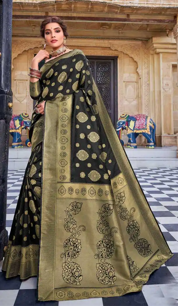 Black Color Art Silk Designer Classic Traditional Wear Saree Blouse -291119761