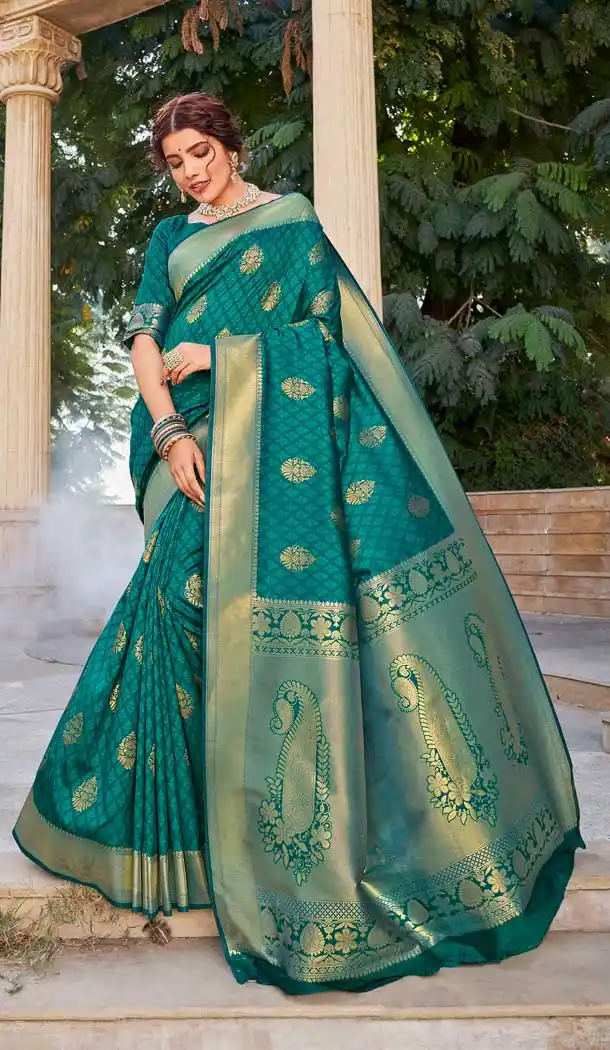 Rama Green Color Art Silk Designer Classic Traditional Wear Saree Blouse -291119765