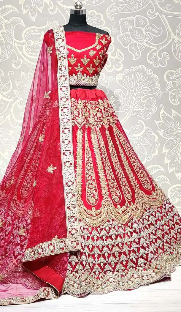Pink Color Net Heavy Wedding Mehendi Sangeet Wear Lehenga Choli -86725776