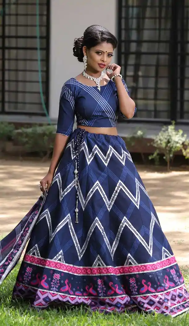 Nevy Blue Color Killer Silk Patola Printed Traditional Party Wear Lehenga Choli -86915916