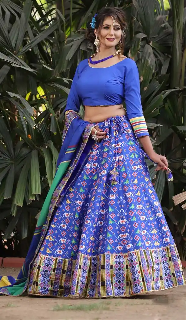 Melodic Blue Color Killer Silk Patola Printed Traditional Party Wear Lehenga Choli -86915919
