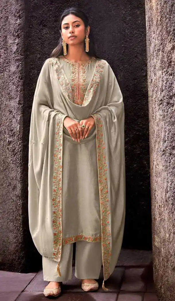 Off White Color Cotton Silk Casual Party Wear Palazzo Salwar Suit -328120044