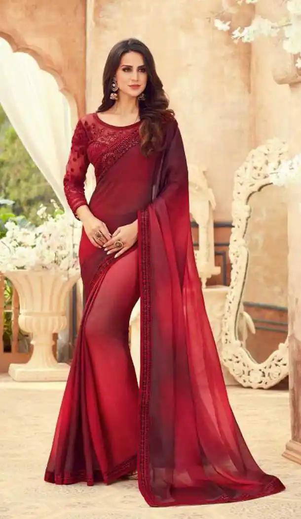 chinon chiffon party wear saree online -347120158