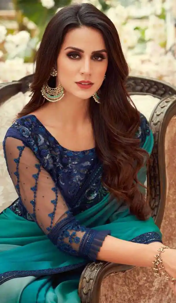 embroidered chiffon saree online -347120162