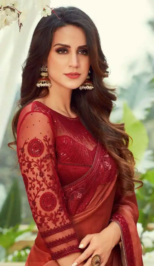 Gleaming Multi Color Chiffon Embroidered Designer Party Wear Saree Blouse -347120168