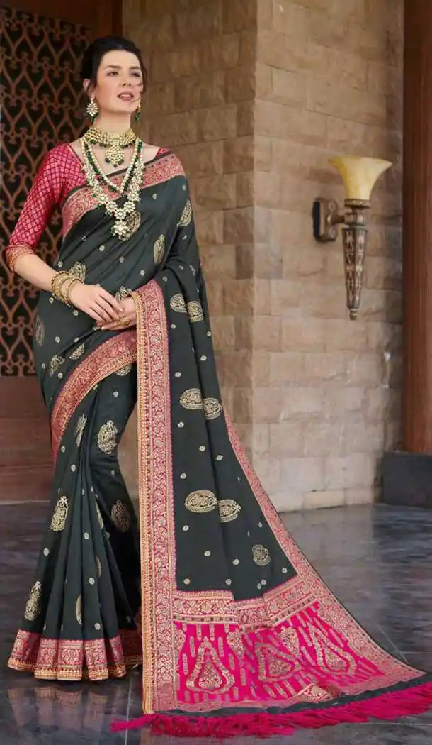 Black Color Silk Heavy Designer Traditional Wear Saree Blouse -350120191