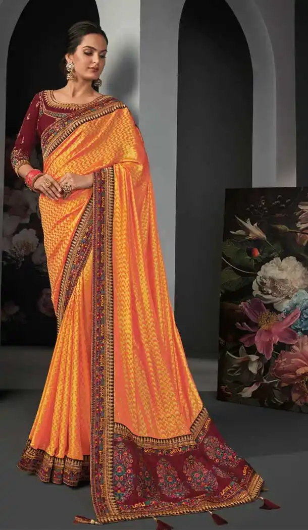 Charming Multi Color Silk Designer Party Wear Embroidered Women Saree -358120261