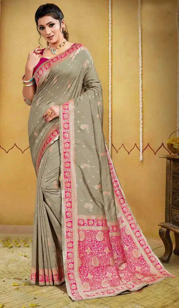 Beige Color Banarasi Silk Party Wear jacquard Women Saree -365120352