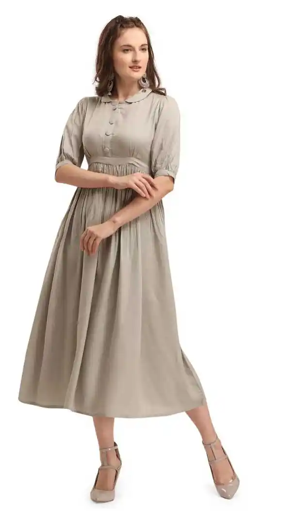 Ethnic Grey Color Rayon Casual Office Wear Ready Made Kurtis Top -455121300