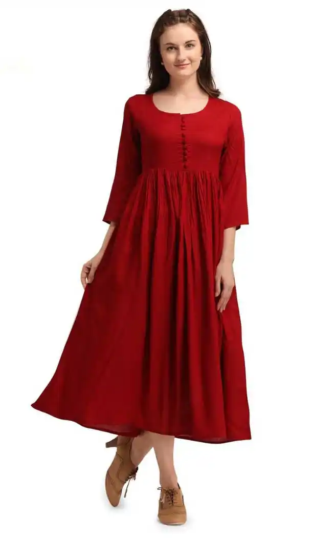 Classy Red Color Rayon Casual Office Wear Ready Made Kurtis Top -455121302