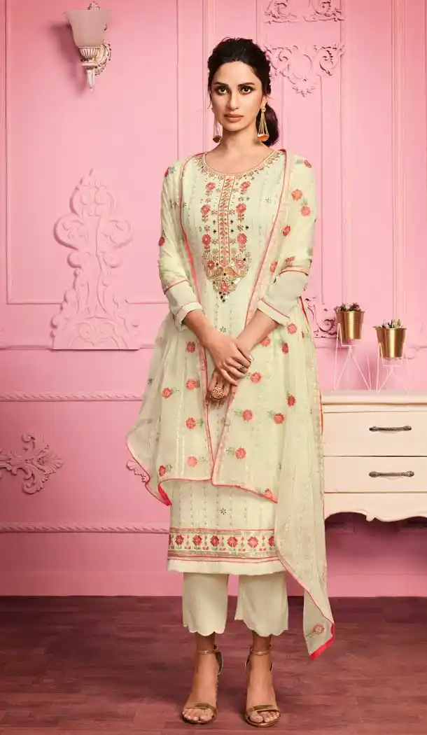 Yellow Color Alizeh Georgette Evening Party Wear Salwar Suit -458121327