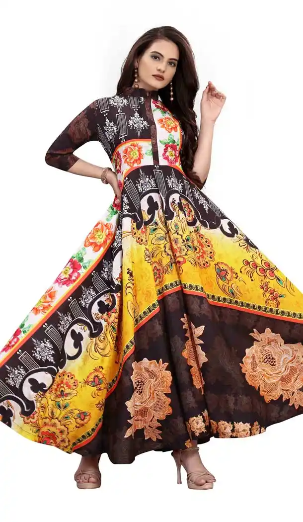 Charming Multi Color Muslin Silk Designer Printd Readymade Kurtis -486121554