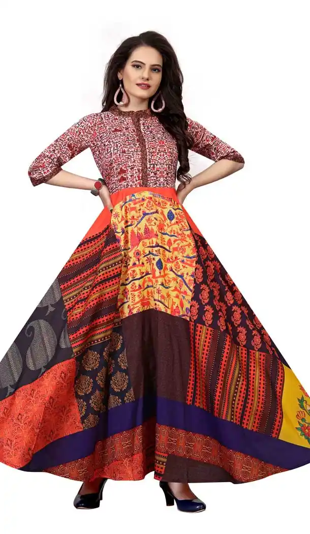 Contemporary Multi Color Muslin Silk Designer Printd Readymade Kurtis -486121557