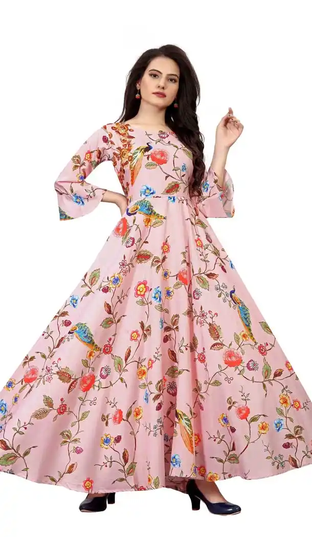 Magnificient Multi Color Muslin Silk Designer Printd Readymade Kurtis -486121560