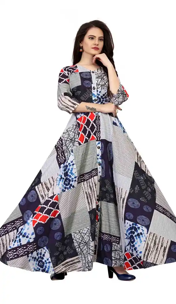 Scintillating Multi Color Muslin Silk Designer Printd Readymade Kurtis -486121561